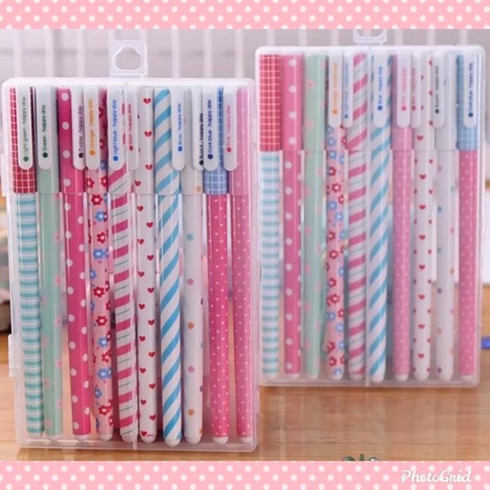 

X689 10 Pcs Gel Pens / Pulpen Gel Warna-Warni Lucu 0.38Mm