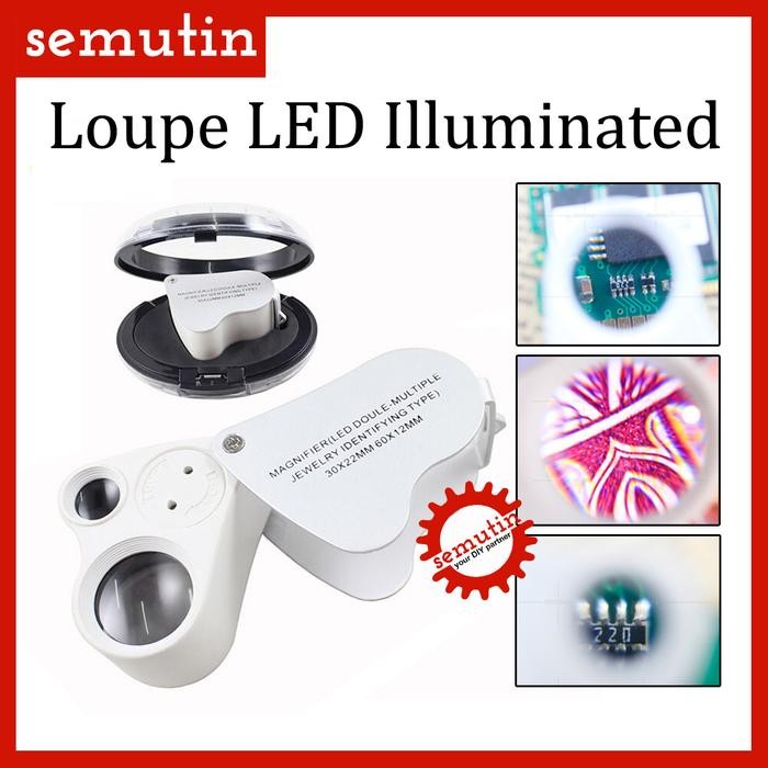 

X689 Kaca Pembesar Geologi Led 30X 60X / Perhiasan Batuan / Lup Lensa Lampu Lipat Loupe Led