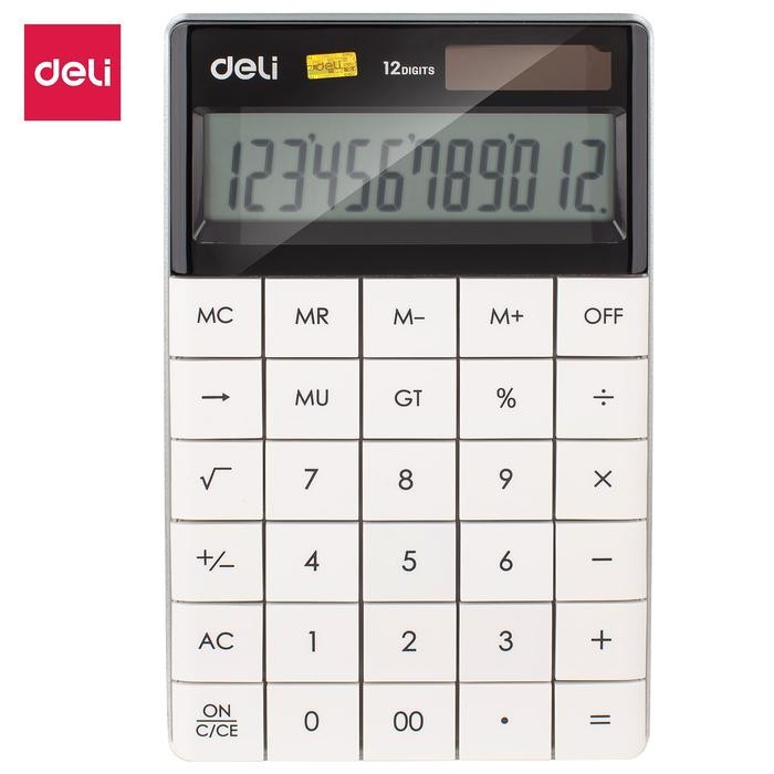 

X689 Deli E1589 White Calculator/Kalkulator-Modern Calculator 12-Digit