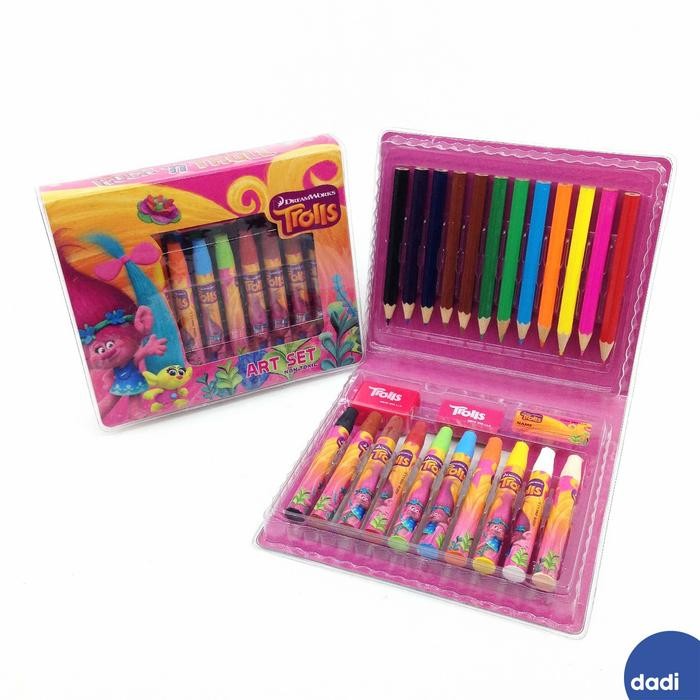 

Trolls Art Set Alat Mewarnai - Dadi /Crayon Oil pastel / Pensil Warna