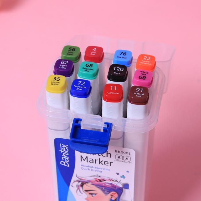 

Bantex Marker Dual Tip 12 Warna Cepat Kering Spidol Tinta Alkohol Sketsa & Desain BK2001
