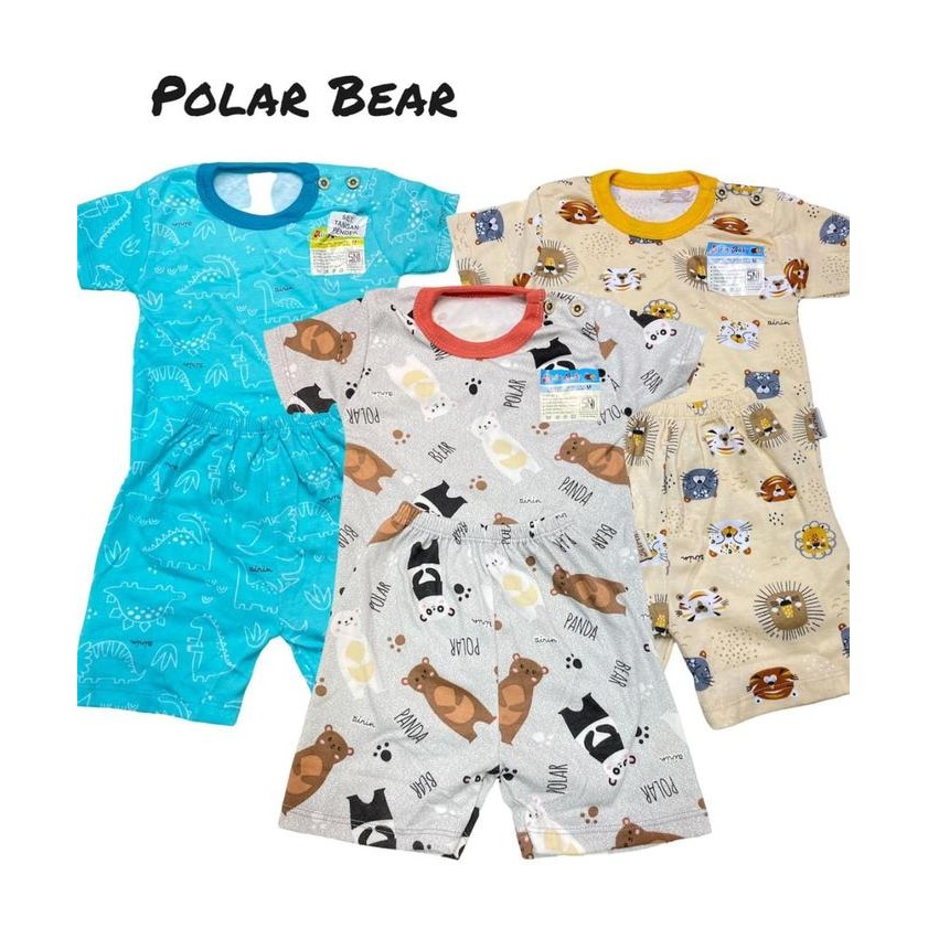 _O0VX Airin Baby Isi 3 Pasang Setelan Oblong Kancing Bahu Baju Anak Bayi ((Pendek_Warna))