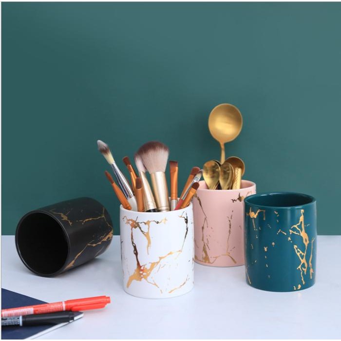 

Tempat Kuas Pensil Keramik Estetik Dekorasi Rumah Organizer Pen Holder