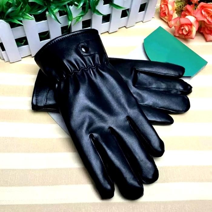 Sarung Tangan Kulit Pria Setir Mobil/Motor Style Karet Berkancing Terlaris