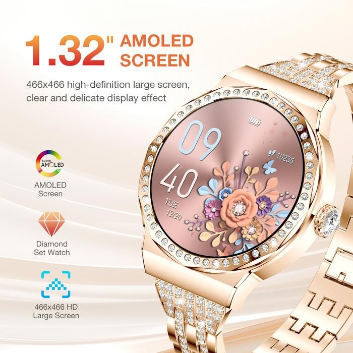Aolon Venus Diamond Jam Tangan Wanita Smartwatch Amoled AOD Bluetooth Tahan Air