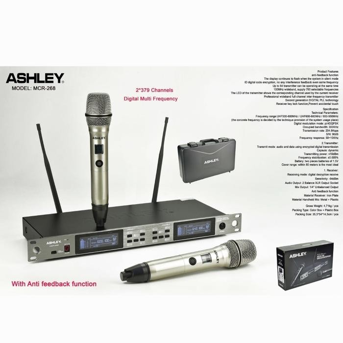 

MIC WIRELESS ASHLEY MCR268 MCR 268 MICROPHONE ORIGINAL