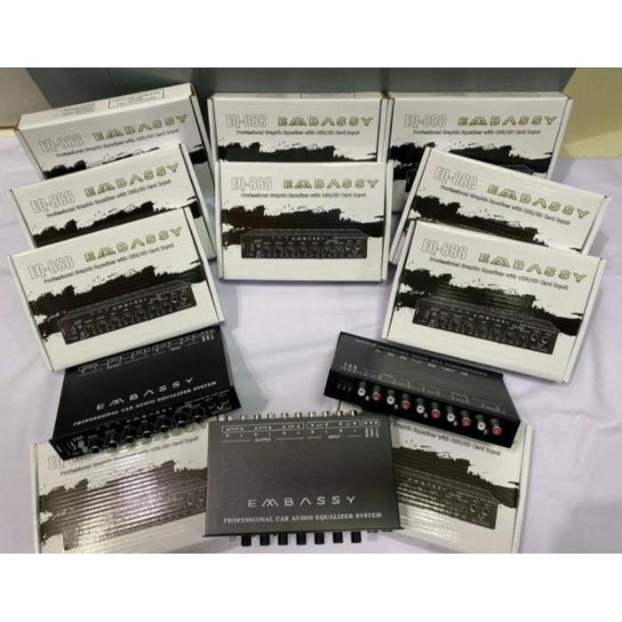 PARAMETRIC EQUALIZER PREAMP KARAOKE EMBASSY EQ-888 BLUETOOTH BAGUS