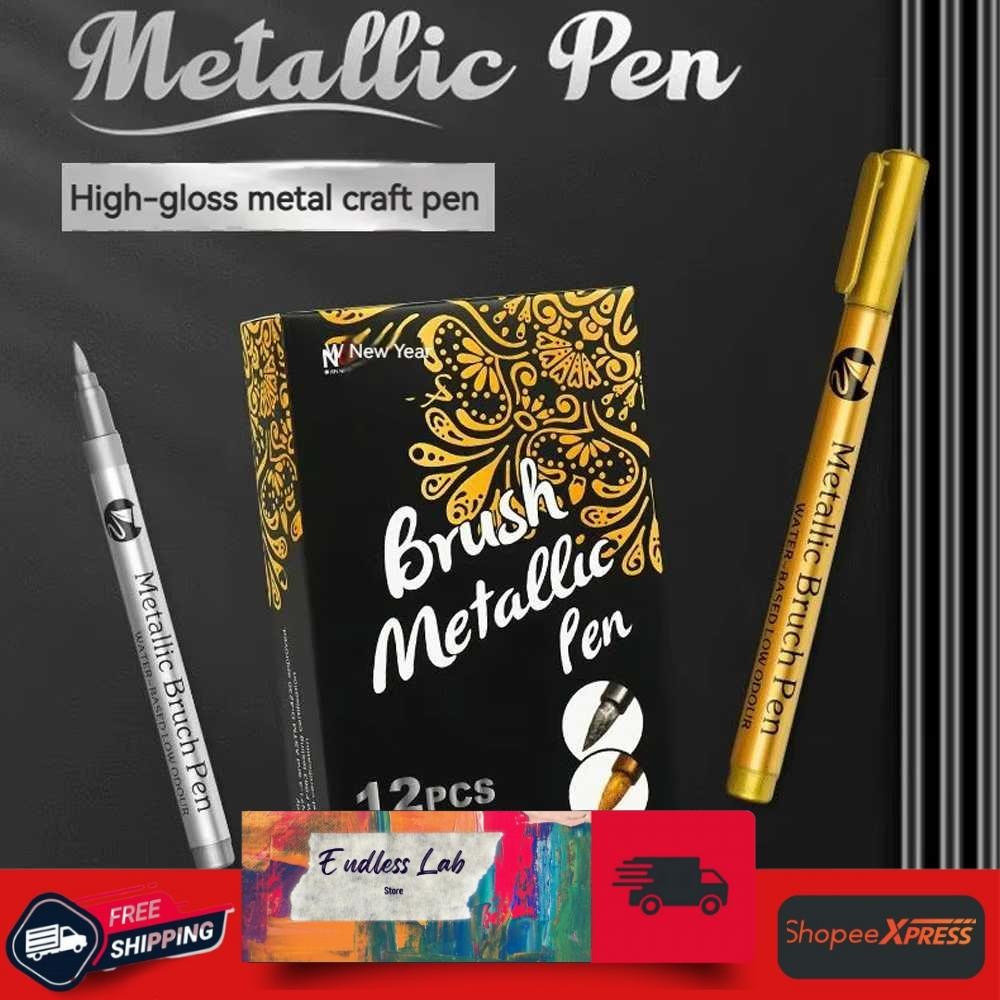 

Spidol Permanen GOLD EMAS SILVER Metallic Marker Pen Waterproof 10mm 12 PCS
