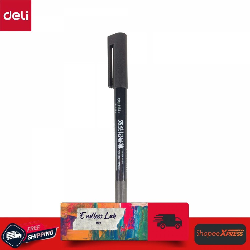 

Deli Pena Permanen Dual Head Tip Marker Pens Waterproof