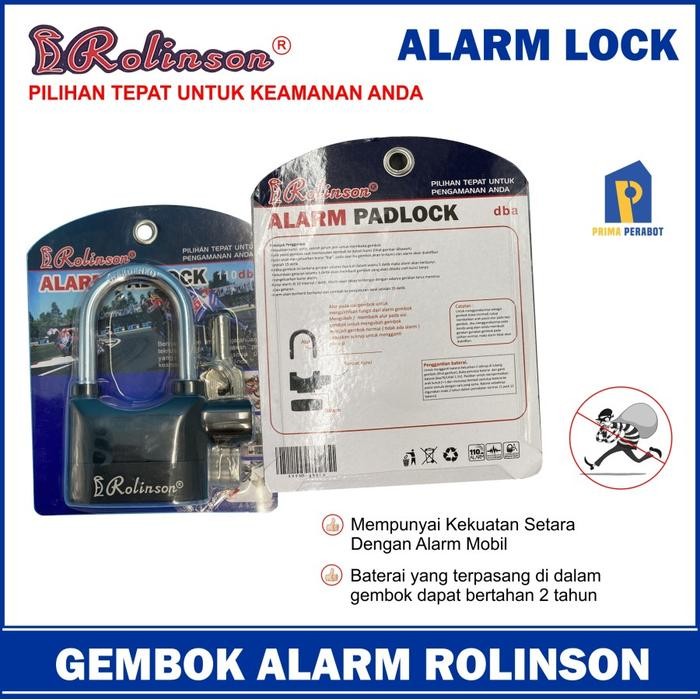 GEMBOK ALARM PADLOCK 12 CM ANTI MALING ROLINSON GEMBOK ALARM 2 IN 1 BODI BESAR GEMBOK CAKRAM MOTOR