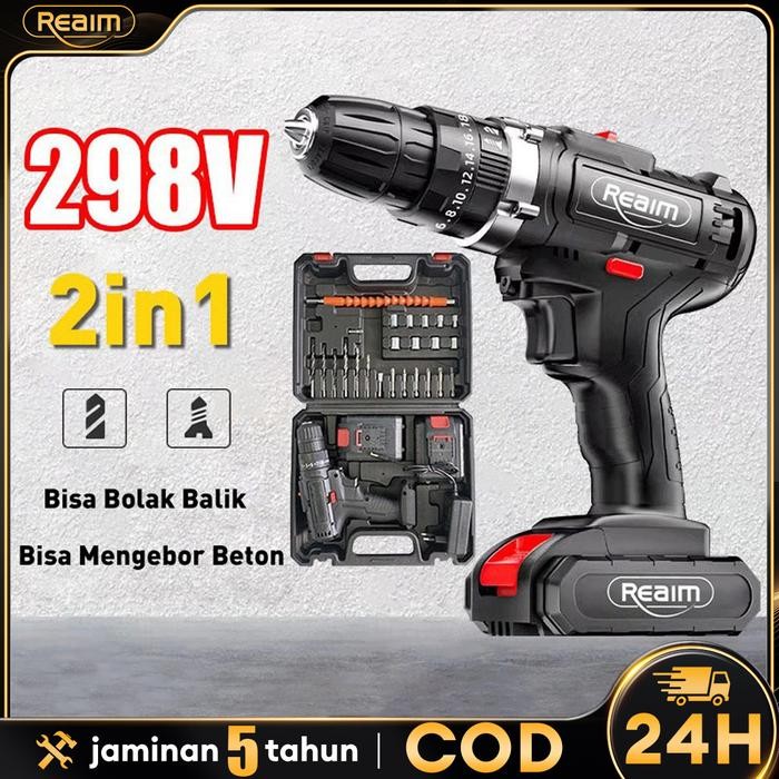 Termurah Realm Bor Baterai Bor Cas Bor Listrik Bor Cordless Drill Obeng Mesin Cordless Screwdriver