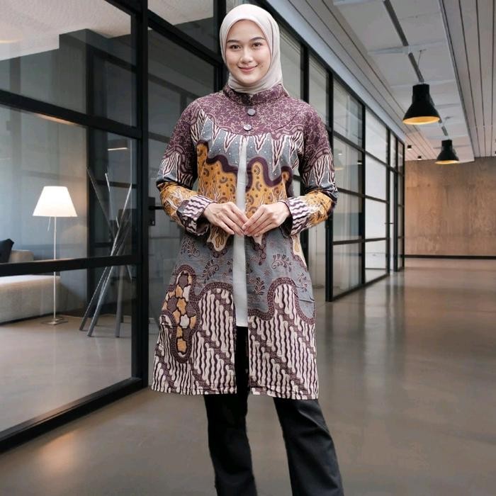 TUNIK BATIK WANITA TUNIk JUMBO BATIK KANTORAN MODEL BOLERO Katun Motif Muslim Seragam Atasan Kerja