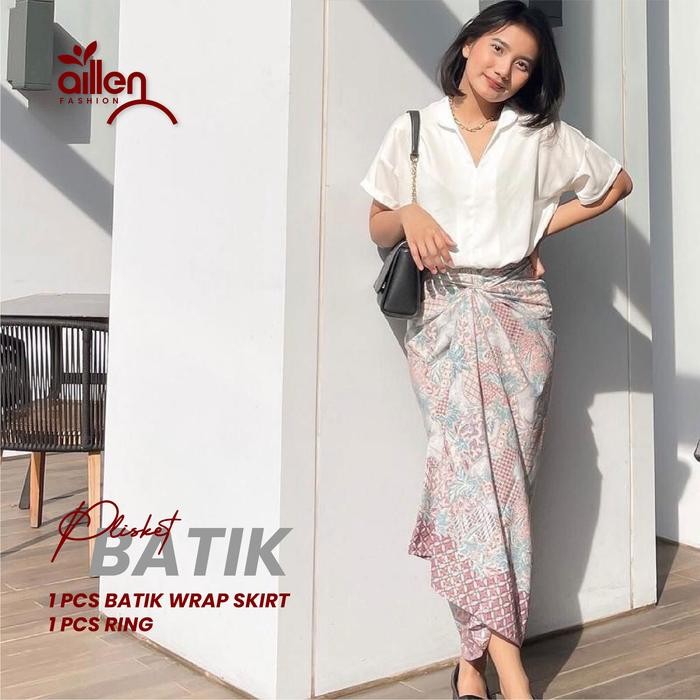 Rok Lilit Wanita Motif Batik Bahan Silk