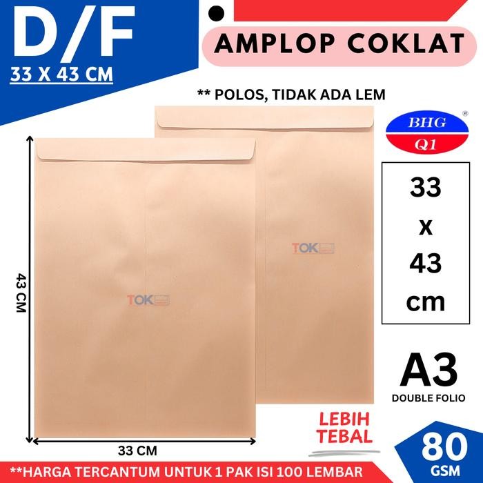 

5WUM Amplop Coklat D/F (A3) Isi 100 Lbr 70Gsm