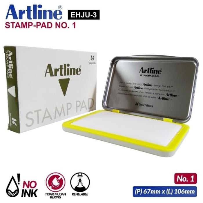 

5WUM Artline Stamp Pad No.1 Ehju-3 Bantalan Berkualitas Casing Logam Tinta Instan Kering