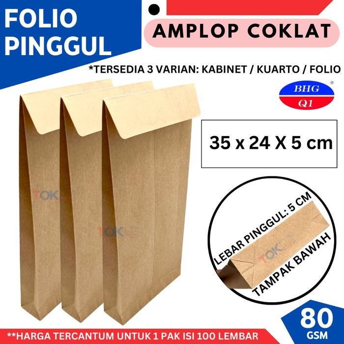 

5WUM Amplop Coklat Folio Pinggul (24 X 35 X 5 Cm) Isi 100Lbr