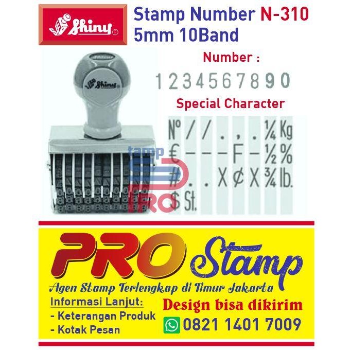 

5WUM Stempel Angka Manual Shiny N-310 / 5Mm 10Digit