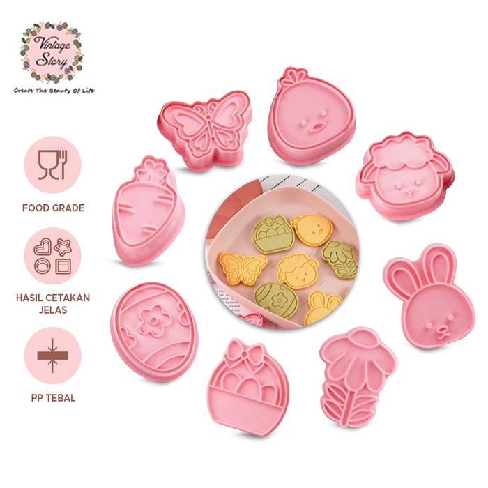 Maxim Baking - Cetakan Roti Kue Kering Cutter Cookies 3D Mold Motif Karakter 8 In 1 Plastik