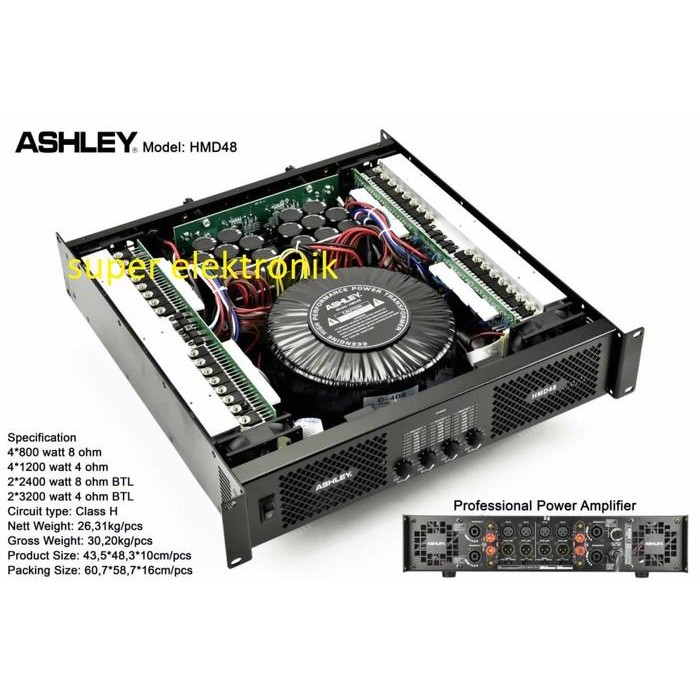 POWER AMPLIFIER ASHLEY HMD48 / HMD 48 4 CHANNEL ORIGINAL ASHLEY