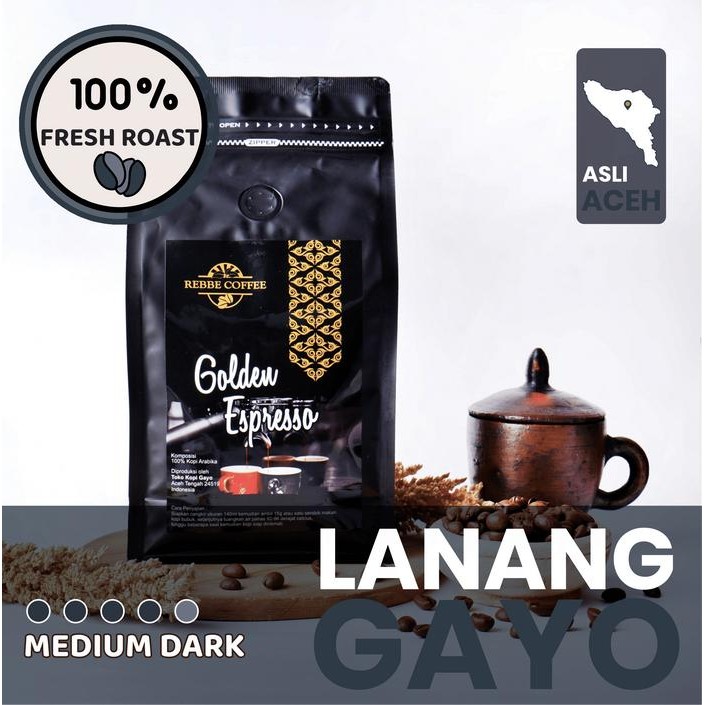 

Kopi Lanang Arabika Gayo Aceh Premium Peaberry Semiwashed Medium to Dark Roast Golden Espresso
