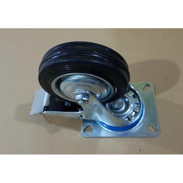 roda troli 4 inch hidup rem karet