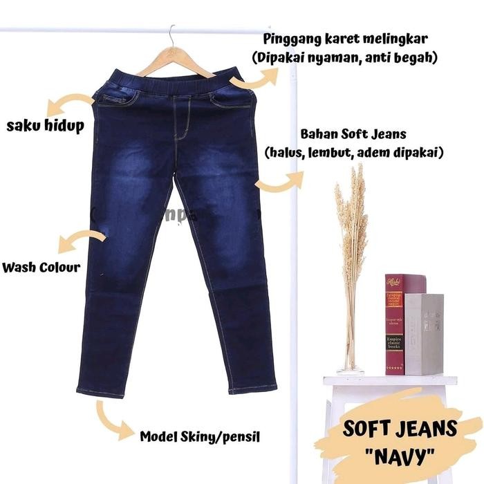 Celana jeans wanita pinggang karet-jeans wanita-jeans pinggang karet kekinian