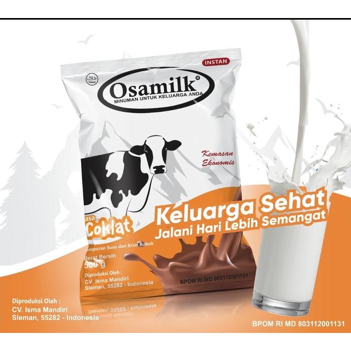 

Susu bubuk Osamilk 300gr & 500gram BPOM rasa cokelat dan Vanilla