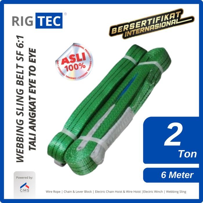 

Bisa E-Katalog! Webbing Sling Belt / Tali Angkat 2 Ton X 6 Meter 50 Mm Eye & Eye Rigtec