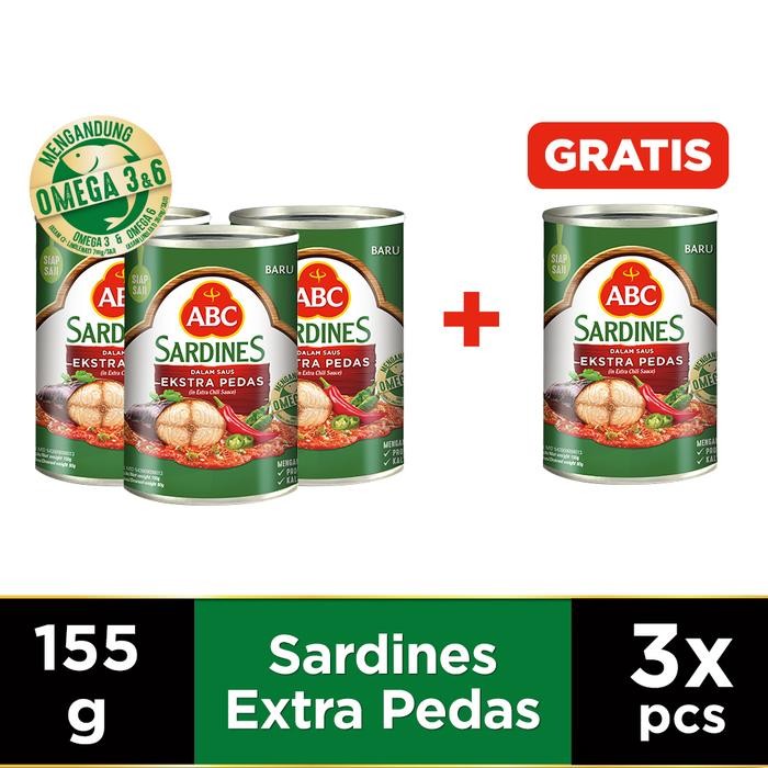 

READY ABC SARDEN SAUS EXTRA PEDAS 155G - MULTIPACK 3 PCS SARDEN EXTRA PEDAS