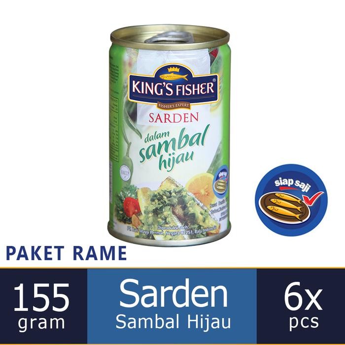 

READY PAKET 6 PCS KING'S FISHER SARDEN MINI SAMBAL HIJAU KALENG 155G