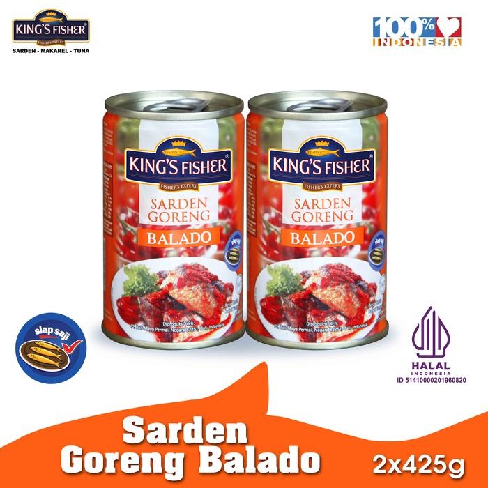 

READY PAKET 2 PCS KING'S FISHER SARDEN GORENG BALADO KALENG 425G - MAKANAN KALENG PEDAS