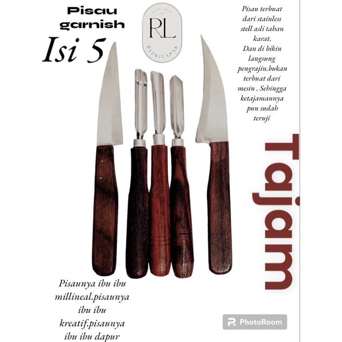 

Pisau garnish 1 set isi 5 / pisau garnish / pisau tumpeng / pisau ukir buah dan sayur / pisau