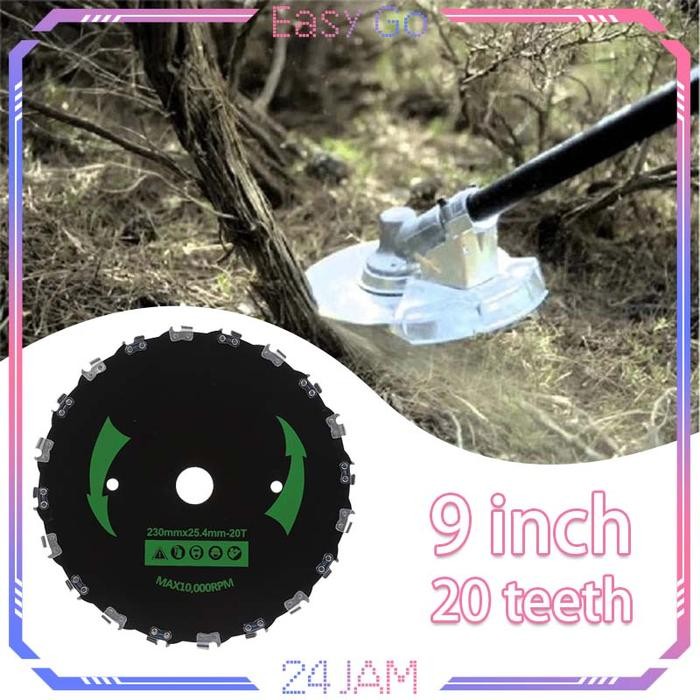 

20T Bilah Pemotong Rumput 9inch Bilah Gergaji Rantai Melingkar Baja Mangan Pisau Mesin Rumput Bilah