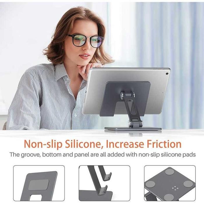 DUDUKAN HP TABLET IPAD PRO STAND HOLDER MEJA KASIR ALUMUNIUM