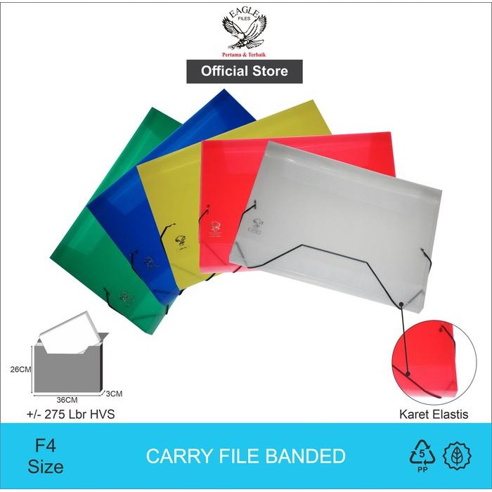 

EAGLE FILES Carry File Box Banded F4 (Folio) / Tas Dokumen / Map Dokumen Tali Karet Elastis