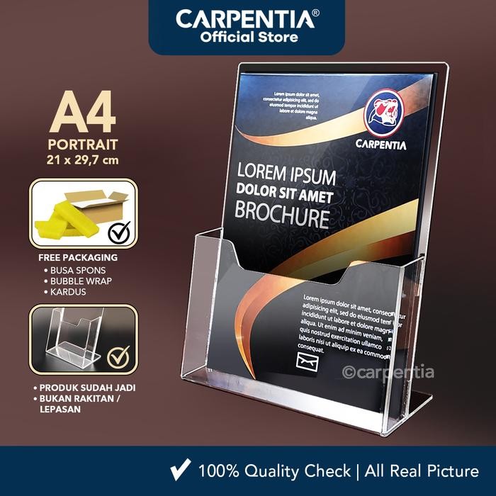 

Carpentia Brochure Holder Acrylic - Tempat Brosur Akrilik A4 - Tipe A Bening Tebal 3 mm - [Rak