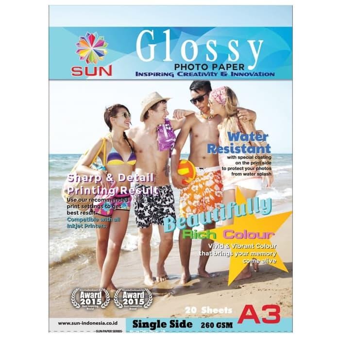 

Kertas Foto A3 - SUN Photo Glossy Next Generation Photo Paper 260 Gsm