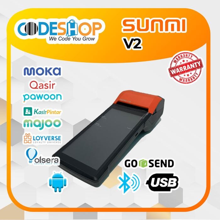 SUNMI V2 4G PRINTER THERMAL BARCODE SCANNER ANDROID 7.1 MESIN KASIR