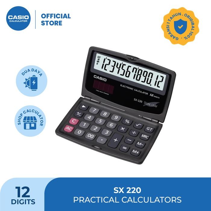 

Casio Calculator SX-220 - Kalkulator Lipat - 12 Digit