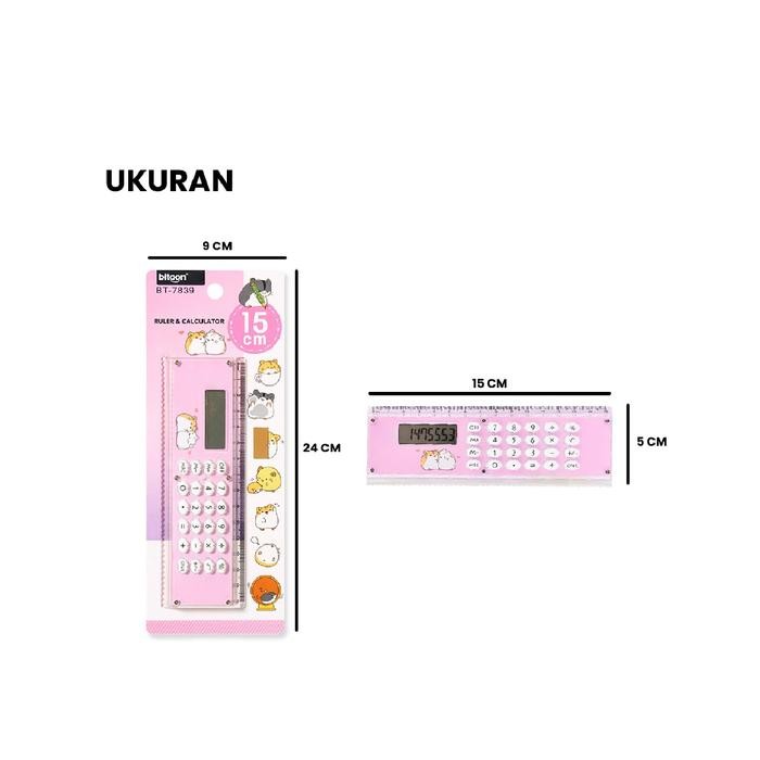 

[COD] GD A65 Kalkulator Penggaris 2IN1 Mini Karakter Kalkulator 8 Digit Penggaris 15cm