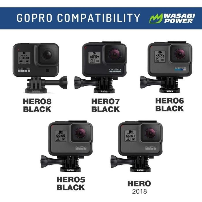 WASABI POWER FOR GOPRO HERO 8 HERO8 BATTERY BATERAI CHARGER KIT
