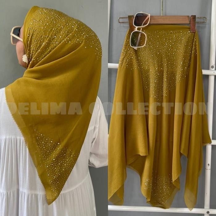 pita Segiempat Payet Tabur Bintang / hijab payet mewah