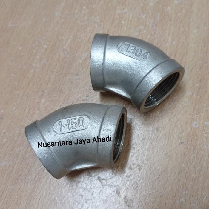 ready Elbow 45 Derajat Stainless 304 Drat 1" inchi - Knee 45 Degree