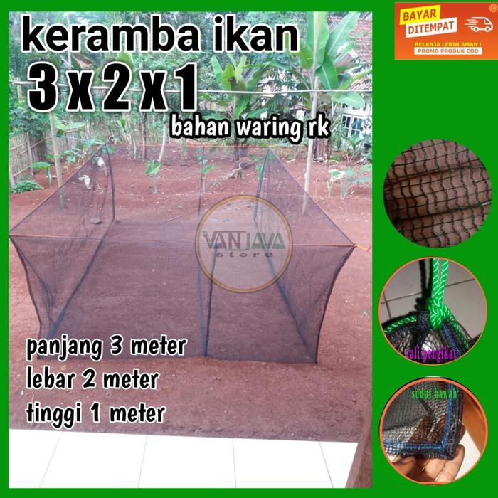 Keramba Jaring Ikan Ukuran 3X2X1 Kerambah Ikan Nila Lele Siap Pakai