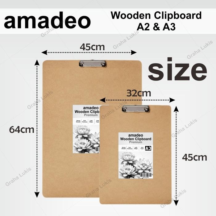 

Baru Amadeo Wooden Clipboard Portrait A2/A3 3mm - Papan Klip Kayu Elegan