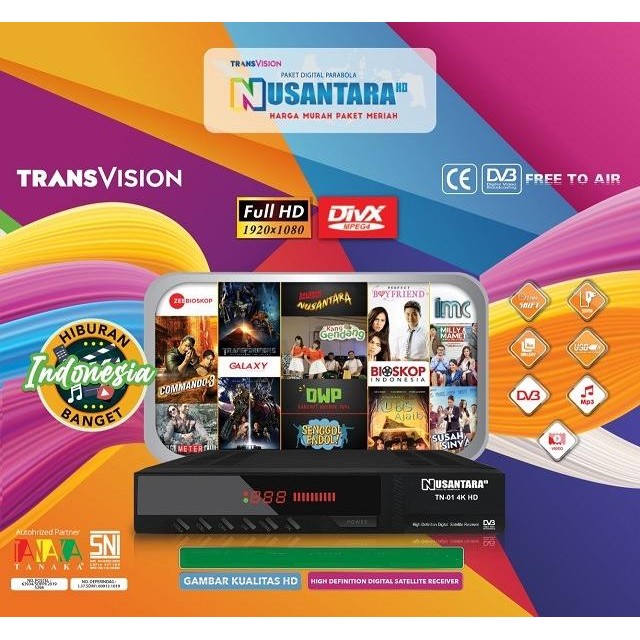 Receiver Parabola Gratis Premium Transvision Nusantara Strawberry HD