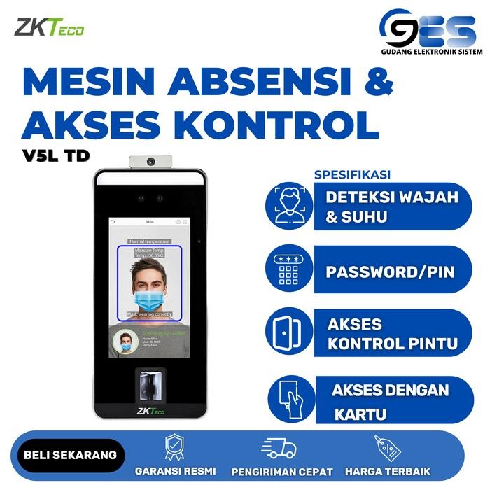 Mesin Absensi Wajah ZkTeco V5LTD Deteksi Suhu Bisa Untuk Akses Kontrol Pintu