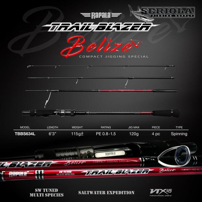 JORAN ROD RAPALA TRAIL BLAZER BELIZE TRAVEL ROD SPINNING TBBS634L