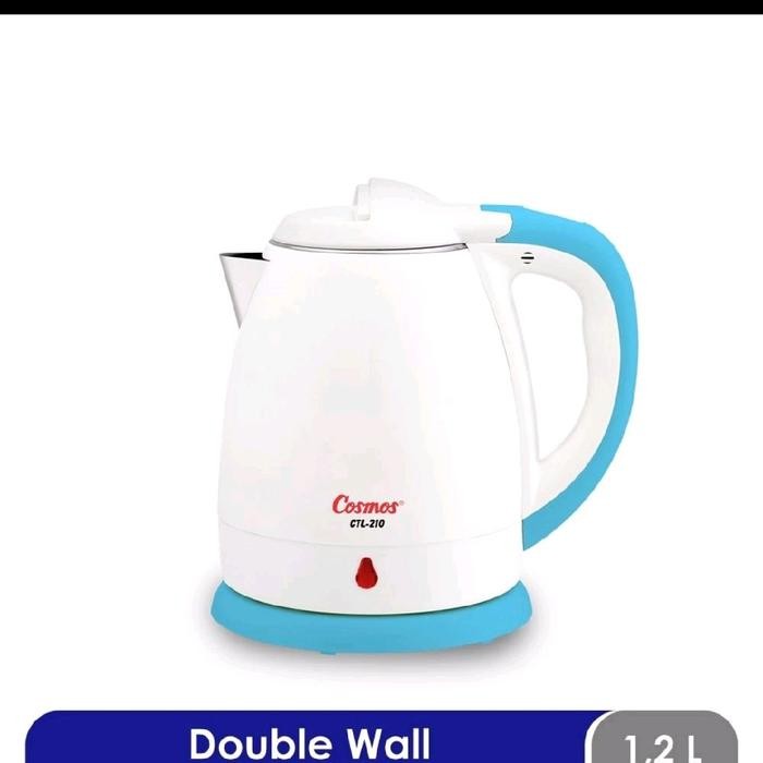Cosmos Teko Listrik CLT-210 Double Wall 1.2L Garansi Resmi Pemanas Air Cepat Mendidih Low Watt