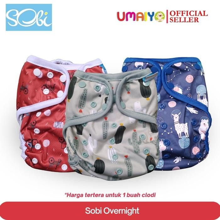 Tersedia Clodi Sobi Overnight Bambu Popok Kain Bayi Malam 4-15 kg